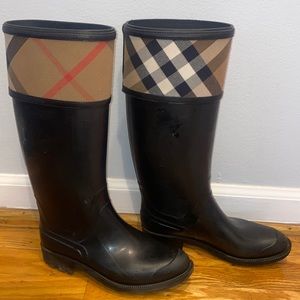 Burberry rain boots.